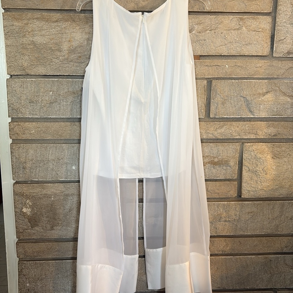 Alfani White Sheer Overlay Tank Top